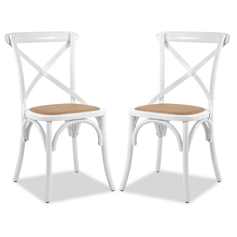 Poly Bark Cafton Crossback Chair in White Set of 2 Walmart