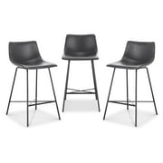 Poly & Bark Paxton 24” Counter Stool in Grey (Set of 3)