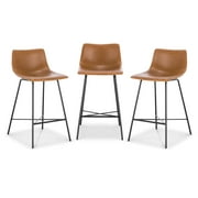 Poly & Bark Paxton 24” Counter Stool in Tan (Set of 3)
