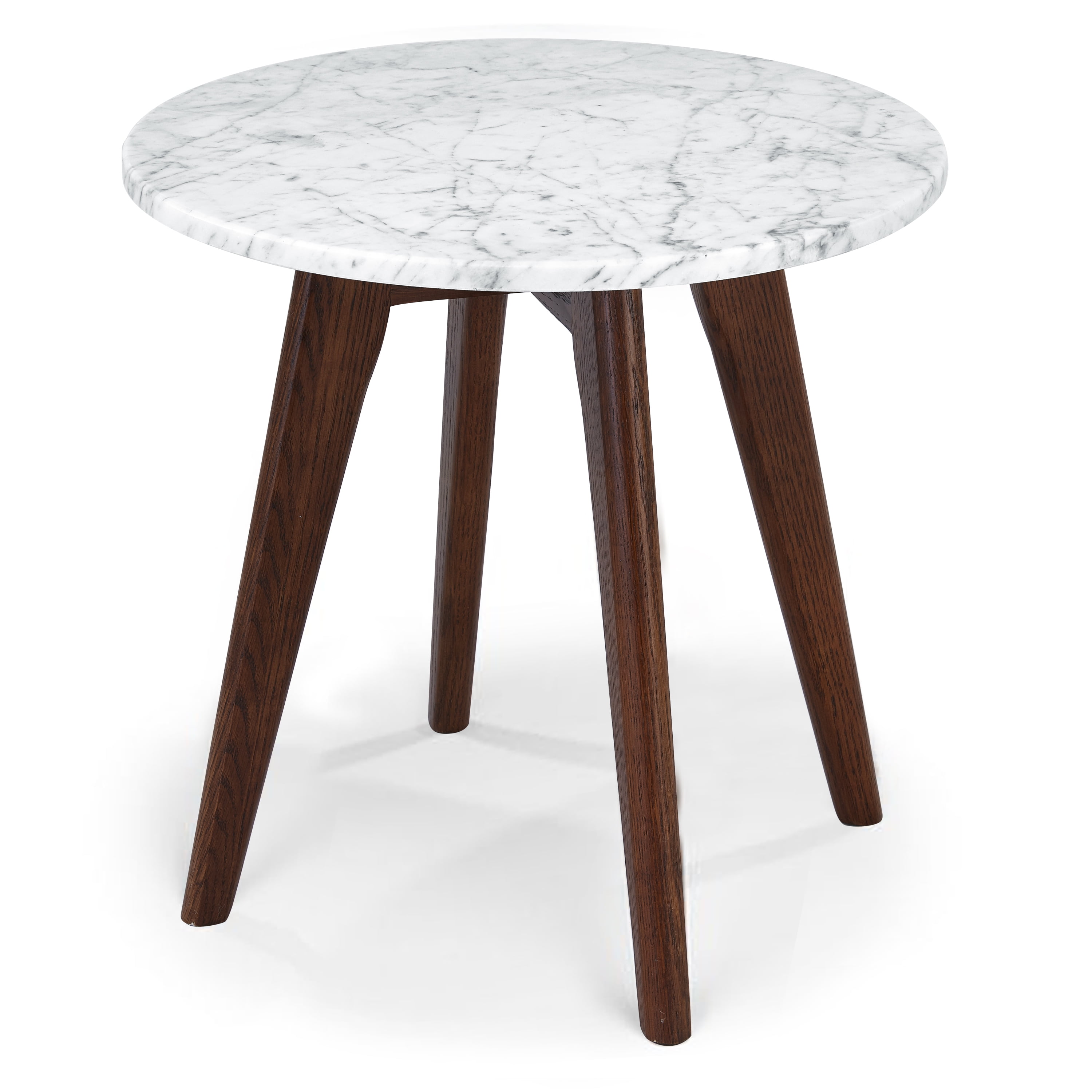 Poly & Bark Riley Marble Round Side Table in Walnut