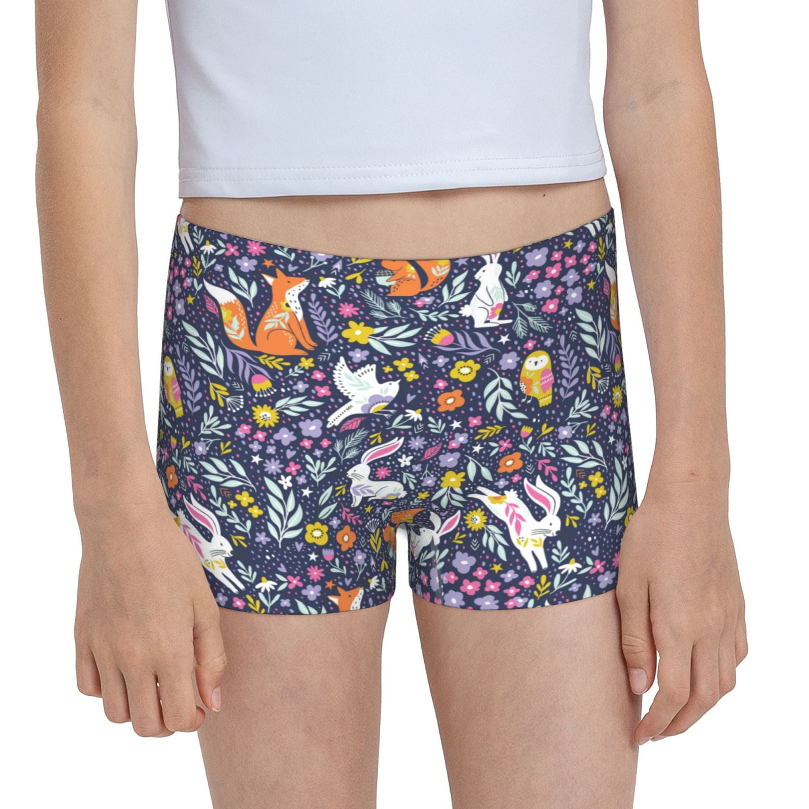 Easygdp fox rabbit leaf colorful Girls Hipster Cotton Underwear Little