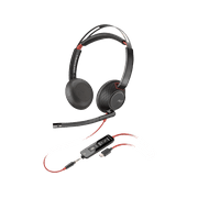 HP Poly Plantronics Blackwire 5220 Wired Headset - Flexible Noise-Canceling Boom Mic - Ergonomic Design - Connect to PC/Mac, Mobile via USB-C, USB-A, or 3.5 mm - Works with Teams, Zoom