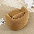 thumbnail image 1 of Poly Blend Boucle Fabric Upholstered Swivel Armchair Brown, 1 of 5
