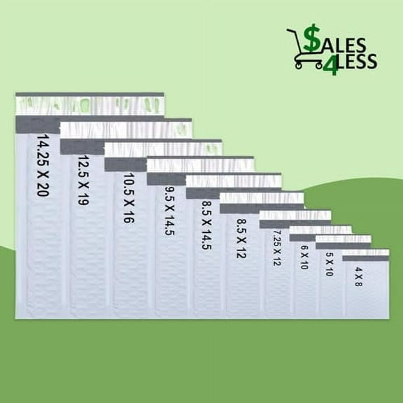 Poly Bubble Mailers, Waterproof & Cushioned Padded Envelopes for Shipping, 9.5 x 14.5 in (50 Pack, White)