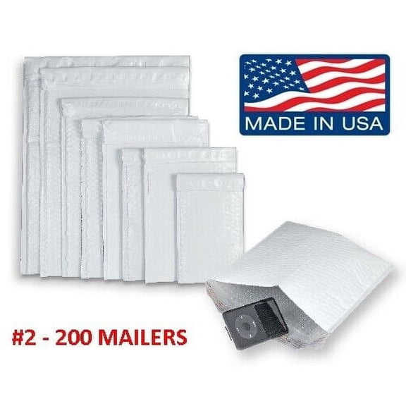 Poly Bubble Padded Envelopes Mailers Shipping Case - #2 - 200 Units a box 8.5x12