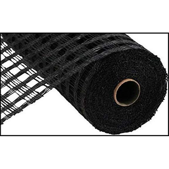 Poly Burlap Check Deco Mesh, 10" x 10 Yards (Black)