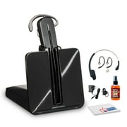 Poly CS540 Wireless DECT Headset - Single Ear - Convertible - Noise Cancelling Microphone Bundle Including Base, Headband, Ear tips, Goby Labs Headphone Cleaner, Fiber Cloth