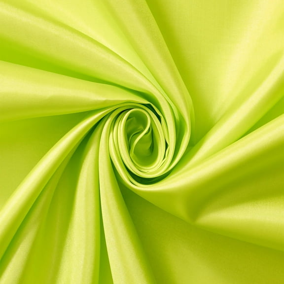 Poly China Silk Lining Fabric 58/60 Inch Lightweight Polyester Habutai By The Yard For Sewing Apparel, Accessories, & More - Neon Lime Green (5 Yards)