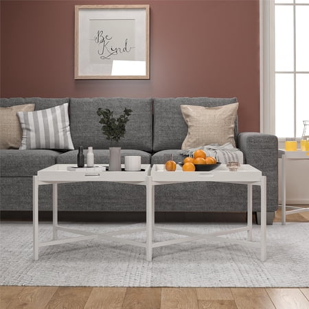 Poly Coffee Table with Removable Tray Top, White