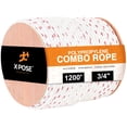 thumbnail image 1 of Poly Combo 3 Strand Safety Rope - 3/4" x 1200' UV Coated Polypropylene Rope - for Fall Protection, Ladder Safety, Climbing, Arborist Rigging Equipment, Roofing Harness - by Xpose Safety, 1 of 6