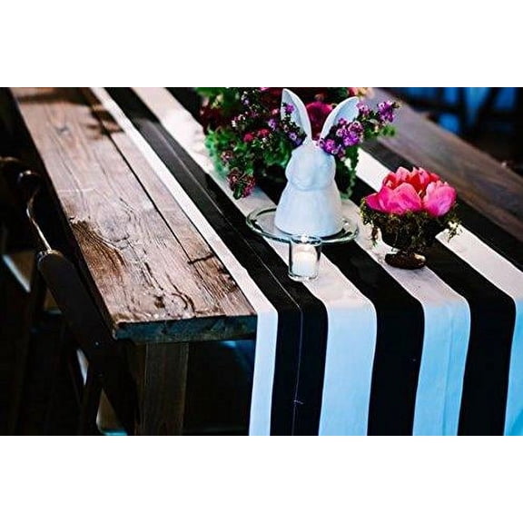 Poly Cotton 2 Inch Striped Table Runner For Wedding/Bridal Shower Birthdays/Baby Shower Home Decor and Special Events