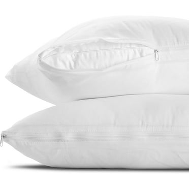 Poly-Cotton Zippered Pillow Cover - King Size Pillow Protector - Protects from Dirt, Dust, and Debris - 2 Pack