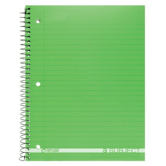 Top Flight Poly Cover 3-Subject Notebook 138-Sheets Wide Rule (Color May Vary) (Pack of 6)