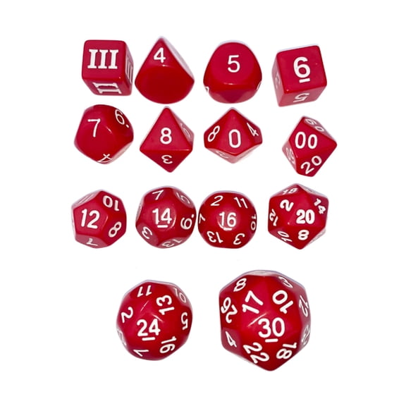 Impact Miniatures Dice of Unusual Sizes Set - Red w/White (14) New