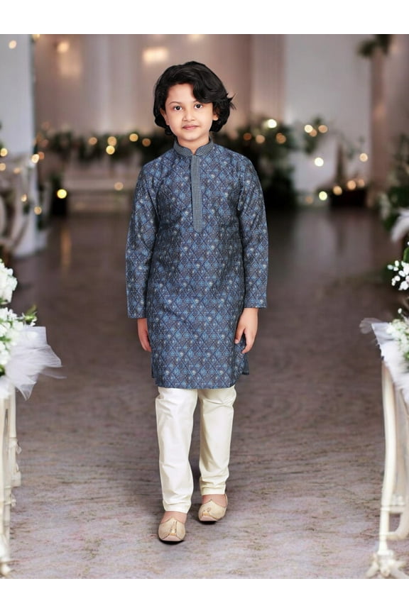 Poly Digital Print Traditional Kurta Pajama Set for Boys, Cultural Wear