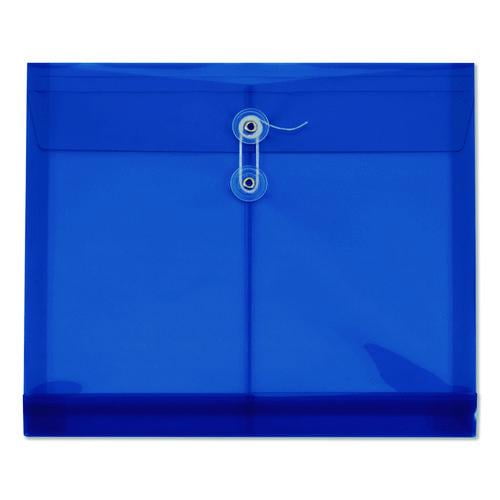 Poly Document File, String and Button Closure, 10 x 13, Blue, 5/Pack | Bundle of 5