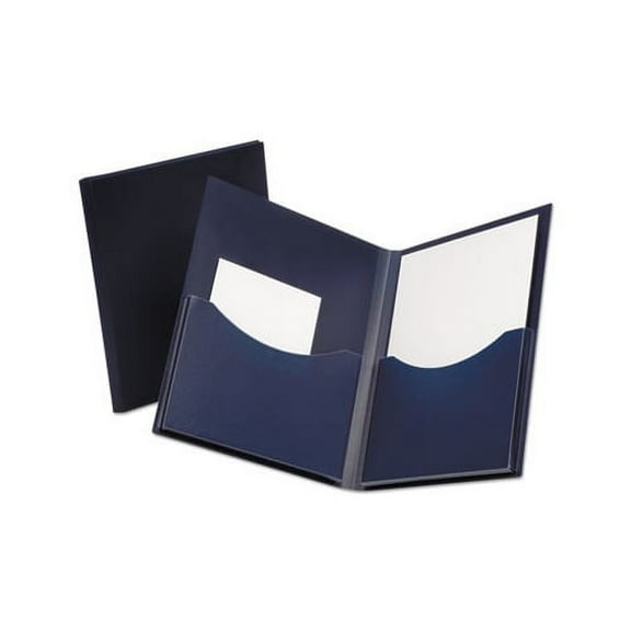 Poly Double Stuff Gusseted 2-Pocket Folder 200-Sheet Capacity, Navy