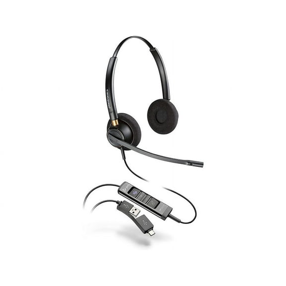 Poly EncorePro EP525-M Headset - Stereo - USB Type A, USB Type C - Wired - 150 Hz - 6.80 kHz - Over-the-head - Binaural - Ear-cup - 6.84 ft Cable