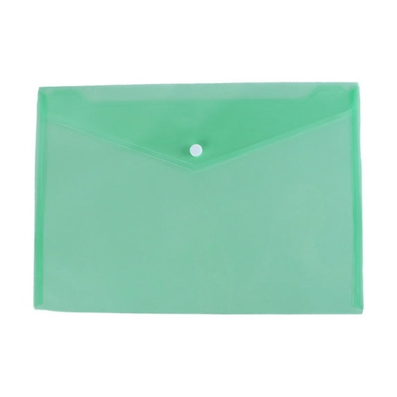 Poly Envelope 1PC Document Envelopes with Snap Button Quality Clear Document Folder for A4 Size (Green)