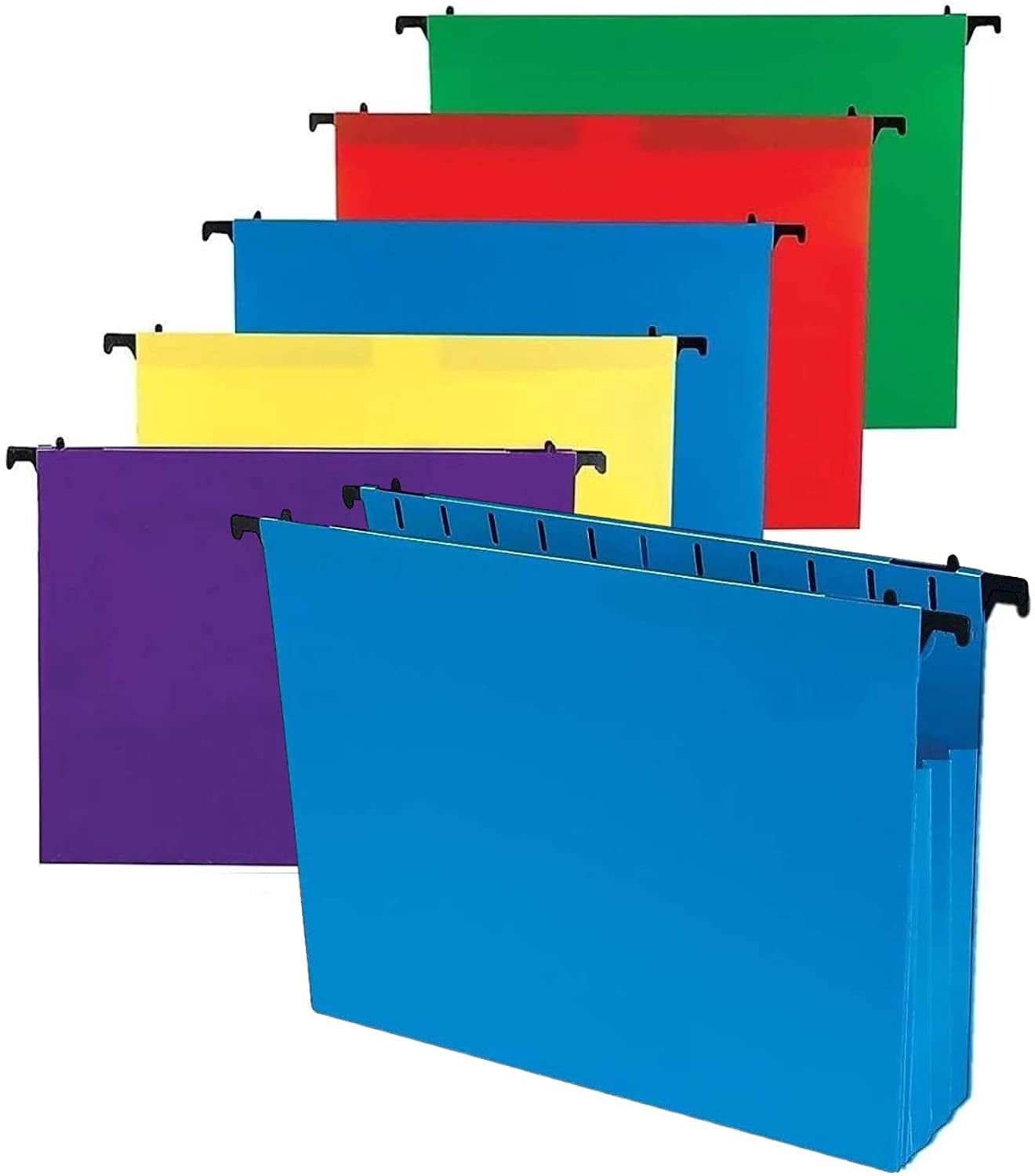 Poly Expanding Hanging File Folders Letter Size, Hanging File Pocket, File Cabinet Dividers, Assorted, 5/Pack