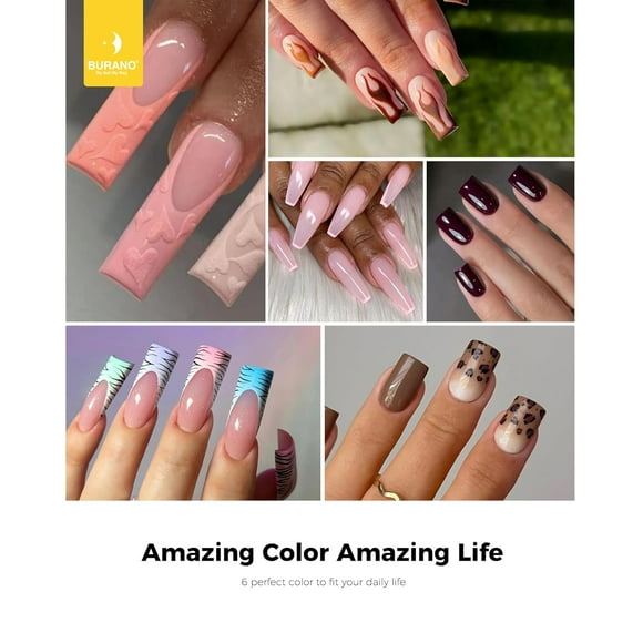 Poly Extension Gel Nail Kit, 6 Colors Nail Poly Nails Builder Gel Set for Beginner & Professional Using, Poly Nail Gel Kits DIY Starter Kit Nail Art Gift (01 Nude brown)