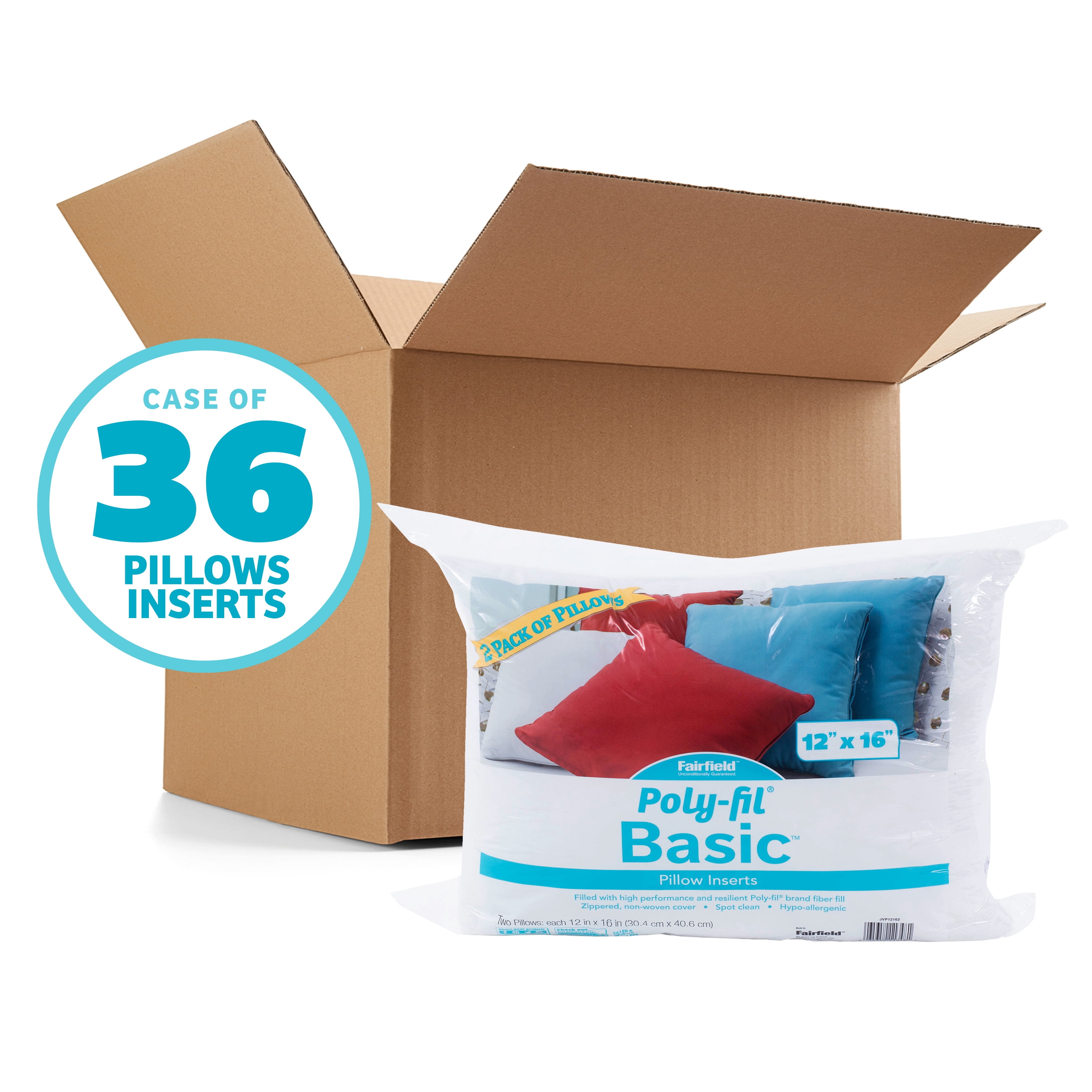 Poly Fil Basic Decorative Pillow Inserts by Fairfield 12 x 16 Rectangle Pack of 36 Walmart