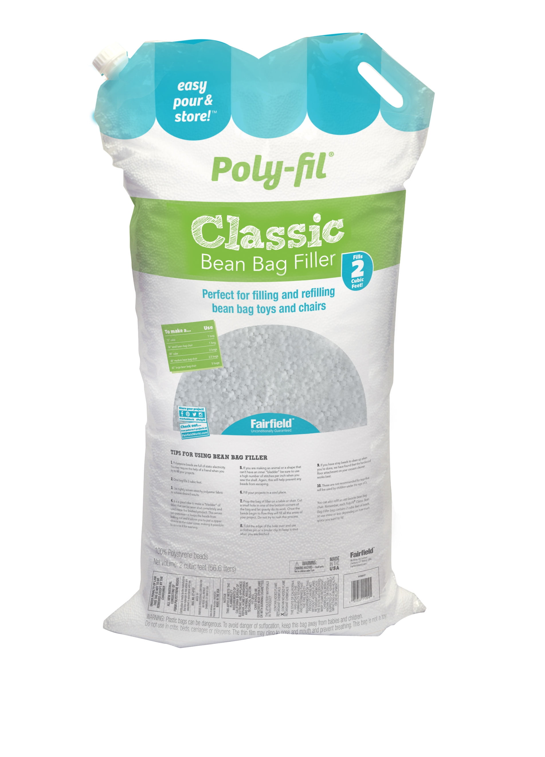 Poly-Fil Classic Bean Bag Filler - 2 Cubic Feet
