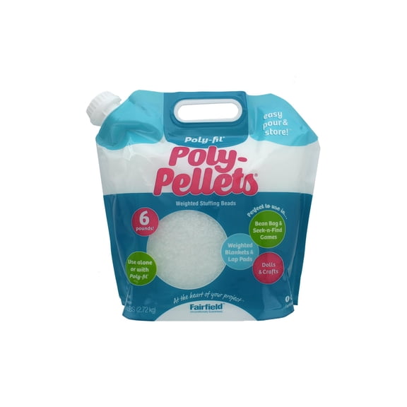 Poly-Fil Poly- Pellets Polyester Weighted Stuffing Beads, 6lb Box, Bulk, by Fairfield