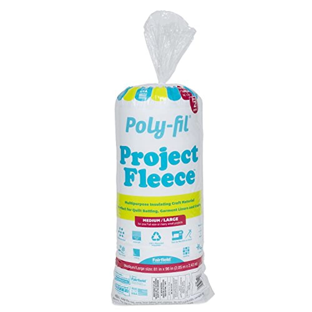 Poly-Fil Project Fleece 100% Polyester Batting by Fairfield, 81" x 96", Precut, White