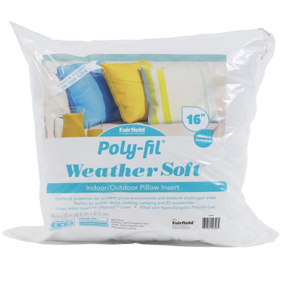 Poly-Fil® Weather Soft™ Indoor/Outdoor Square Pillow Insert by Fairfield™, 16" x 16"