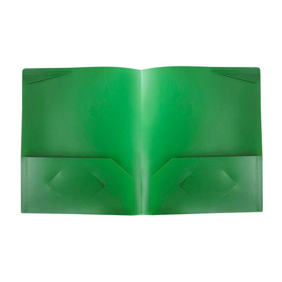 Poly File Folder with No Prongs and Dual Business Card Slots, Two Pocket Poly Folder with Anti-Drop Retaining Flaps, Durable 2-Pocket Plastic File Folders for Letter Size Paper, 1Pc(Green,11.8x9.4")
