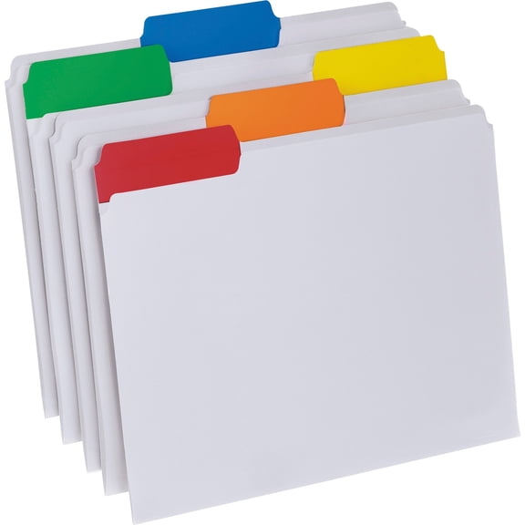 "Poly File Folders, 1/3-Cut Tabs, Letter Size, Clear, 25/box | Bundle of 5 Boxes"