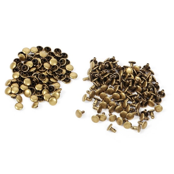 Poly Fill 100Sets 8 x 8mm Double Cap Rivet Metal Studs for DIY Crafts Bags Shoes Hats Pants Coats, Leather Craft Rivet, Studs Spikes, Metal Rivet