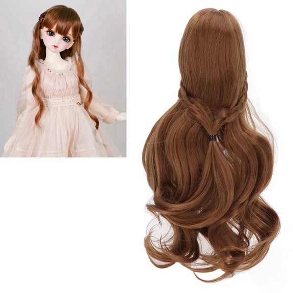 Poly Fill Bjd Hair Hair for 1/3 BJD Doll, Doll Making Supplies, Doll Hair Wig 8 To 9in for 1/3 BJD Doll Light Brown Doll Craft