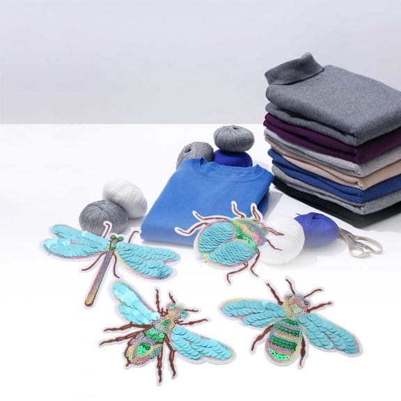 Poly Fill Cloth Patch Clothes 4Pcs Cute Embroidery Patches Sewing Decoration Patch DIY Clothes Applique, Embroidery Cloth Patch Embroidery Craft