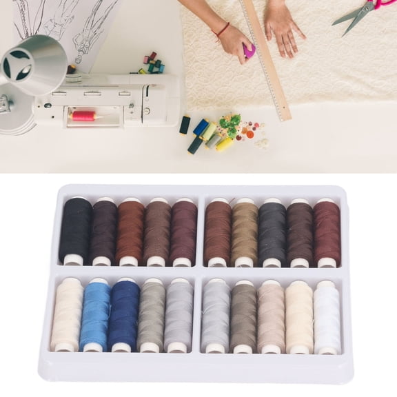 Poly Fill Sewing Thread Sewing Thread Set, Sewing Thread Spools Durable 328ft Abrasion Resistant for Travel for DIY Craft 20 Colors Dark Set, Sewing Threads Kits Color Craft