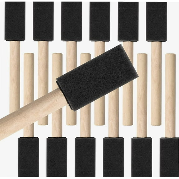 Poly Foam Paint Brushes, 12 Pack, 1 Inch Sponge Brushes for Painting, Paint Sponges Set, Light and Durable, Ideal for Painting and Cleaning