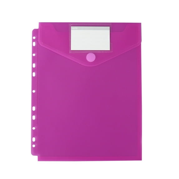 Poly Folders for Binder Plastic Folders with Button Close: 8 Colorful Transparent Envelopes with Label Pockets, Letter Size Document Organizers for School & Office Poly Folders with Fasteners Eactix