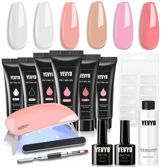 Poly Gel Nail Kit with UV Lamp & 6 Colors – Complete Starter Set for Long-Lasting DIY Gel Extensions