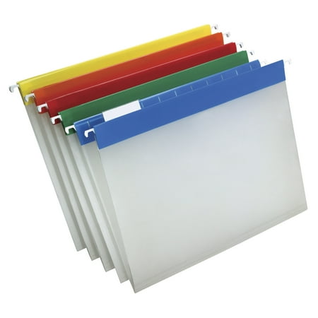 Pendaflex 55708 1/5-Cut Tabs Letter Size Poly Hanging Folders - Assorted Colors (25/Box)
