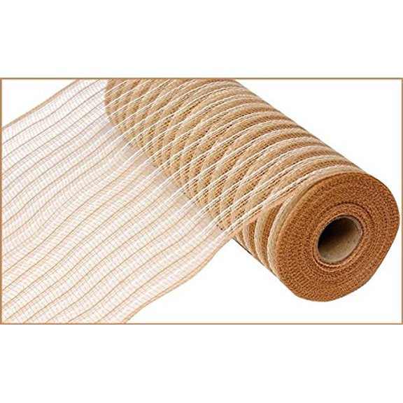 Poly Jute Burlap Deco Mesh, 10.5" x 10 Yards (Natural, Cream)