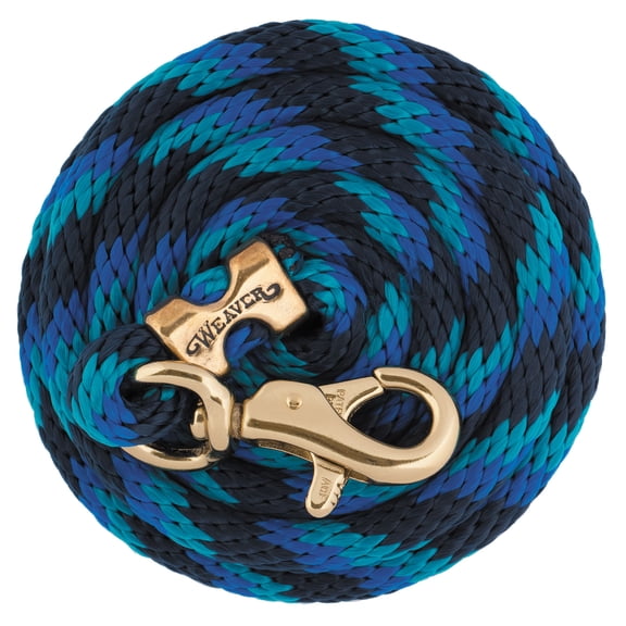 Poly Lead with Brass Plated Bull Trigger Snap, Navy/Blue/Turquoise