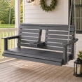 thumbnail image 1 of Poly Lumber 2-Seat Porch Swing, HIPS 4.5-Feet Bench Swing with Foldable Cup Holders,18/8 Stainless Steel Hardware, High Backrest and Deep Contoured Seat (Deep Gray, 4.5-feet), 1 of 6