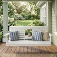 thumbnail image 1 of Poly Lumber 3-Seat Porch Swing, HIPS 5-Feet Bench Swing with Foldable Cup Holders,18/8 Stainless Steel Hardware, High Backrest and Deep Contoured Seat, White, 1 of 6