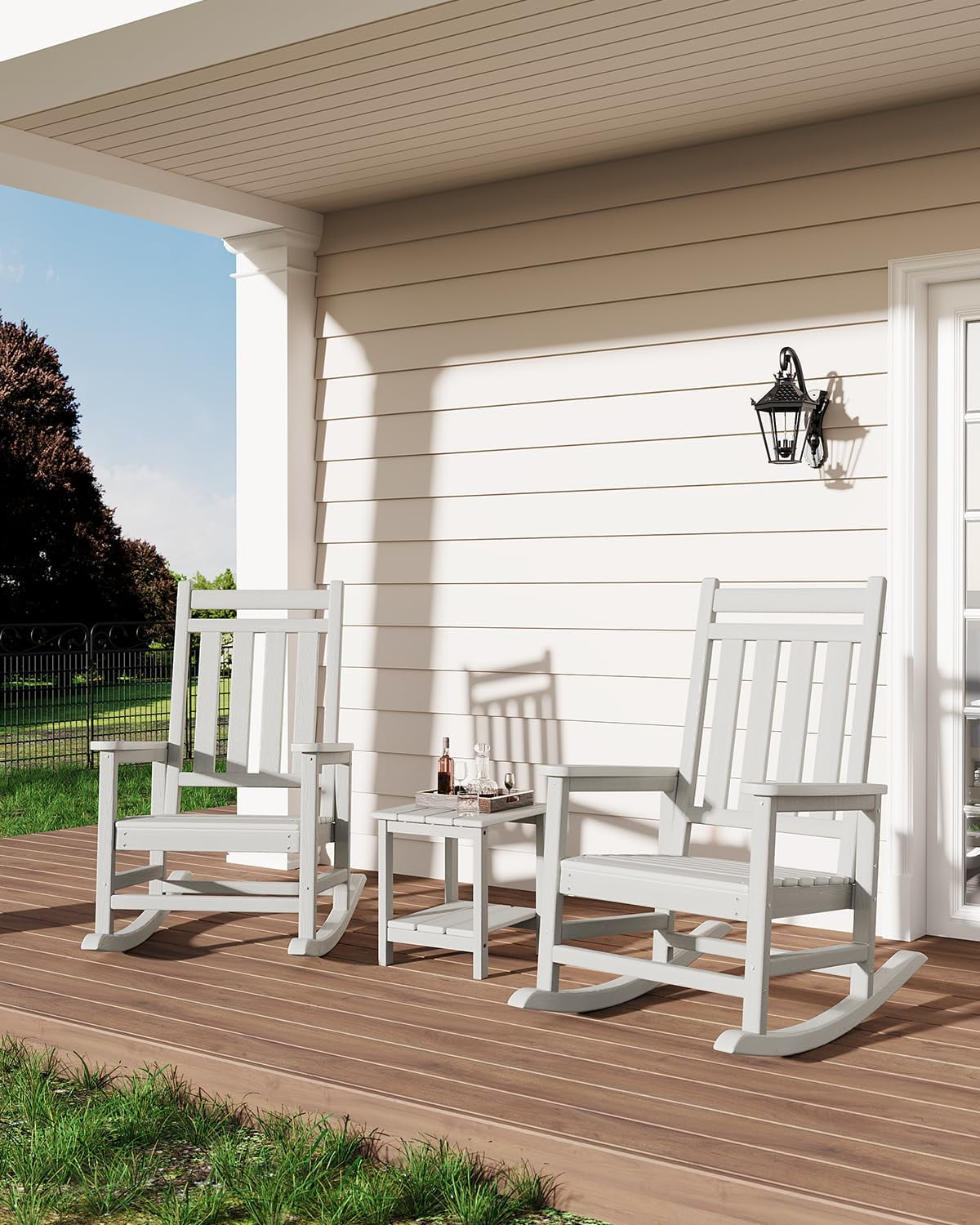 Poly Lumber HDPE Outdoor Rocking Chair, High Back Porch Rocker for ...
