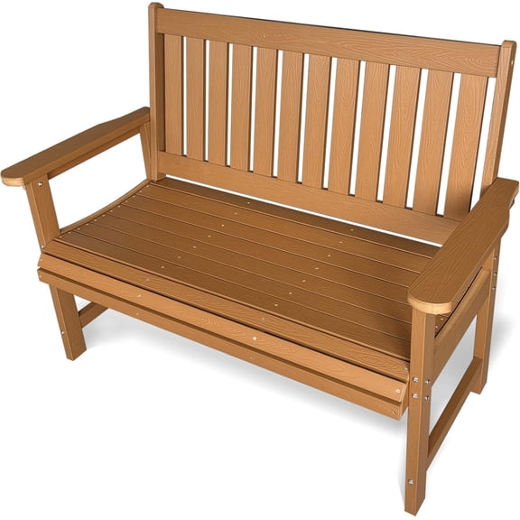 Poly Lumber Outdoor Bench, HIPS All-Weather Bench, Never Rots or Fades, for Patio, Porch, Garden and Park, 700 lbs Weight Capacity (Brown, 44-inch)