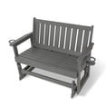 thumbnail image 1 of Poly Lumber Patio Glider, HIPS Material Weather-Resistant Swing Bench for Outdoor Porch Garden (Gray, 2-Seater), 1 of 8