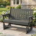 thumbnail image 1 of Poly Lumber Patio Glider, HIPS Material Weather-Resistant Swing Bench for Outdoor Porch Garden (Gray, 2-Seater), 1 of 8