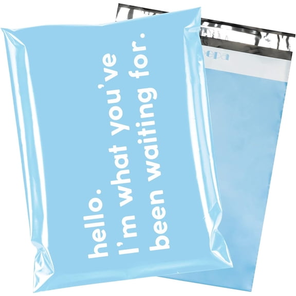Poly Mailer Shipping Bag with Self Sealing, Business Text Printed Design 2.3 Mil Heavy Duty Self Seal Mailing Envelopes, 100 Pack 10 x 13 inches, Blue
