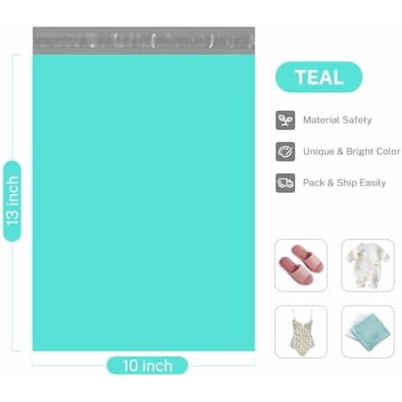 Poly Mailers 10x13 100 PC, Small Shipping Bags Mailing Envelopes Self Seal, Mailers Poly Bags for Shipping Waterproof and Tear-Proof, Mailing Bag Packaging Bags for Small Business, Teal